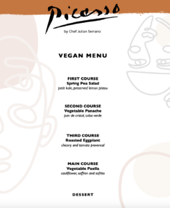 picasso vegan tasting menu