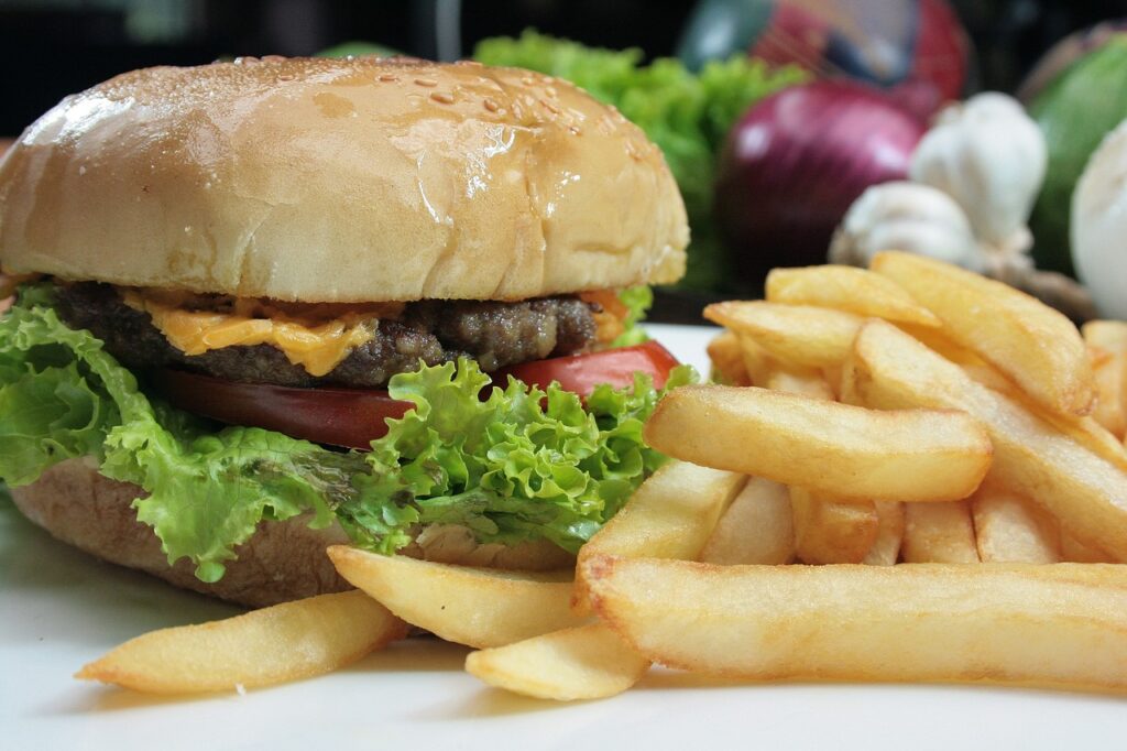 burger, cheeseburger, chips-1156564.jpg